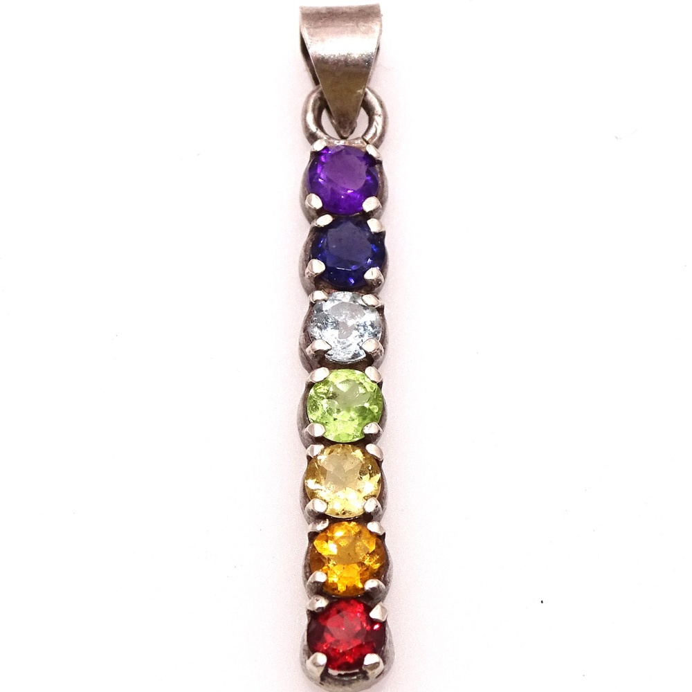 Vintage RAINBOW CZ Sterling Silver Pendant PRIDE